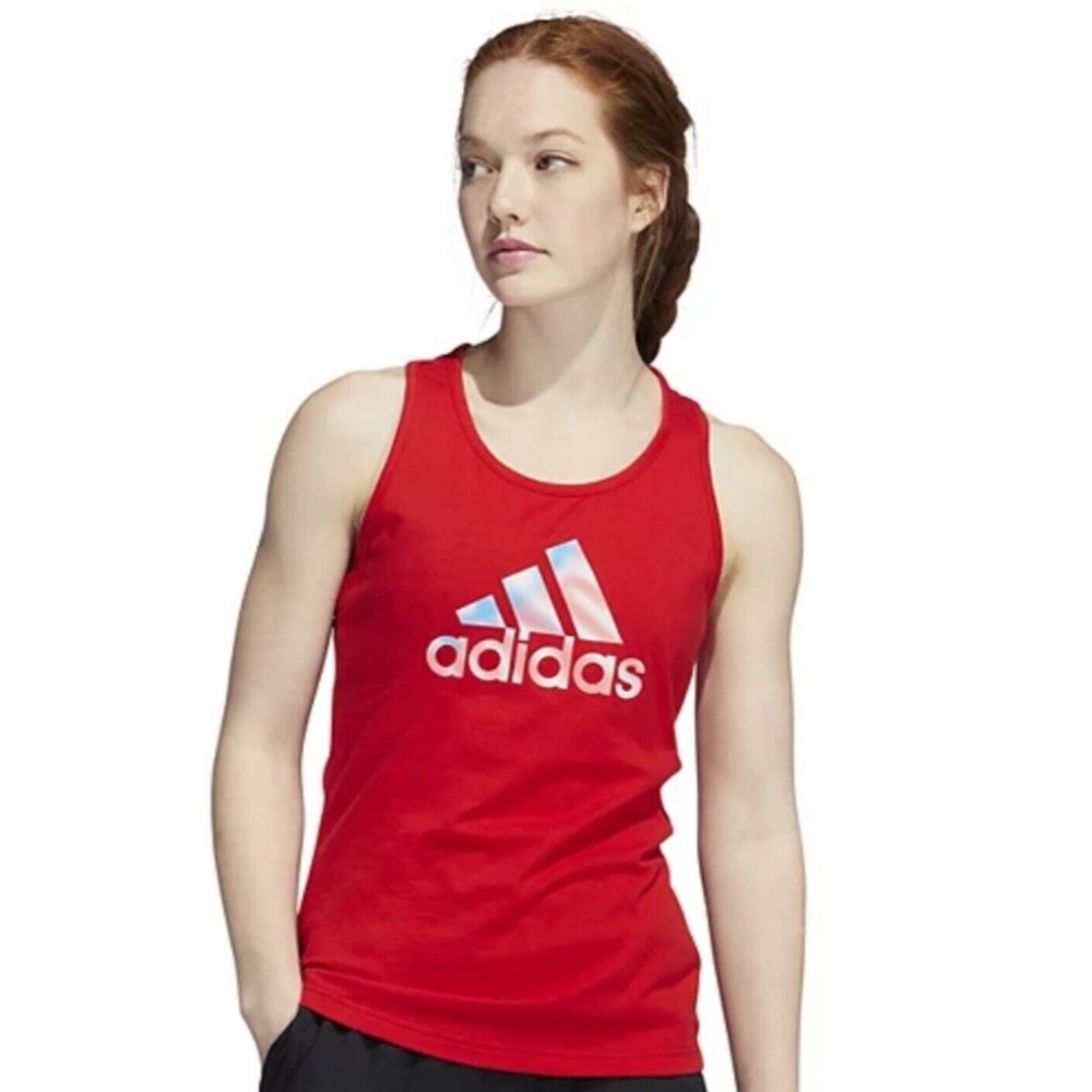 NWT Adidas graphic thank top. Size S. Red